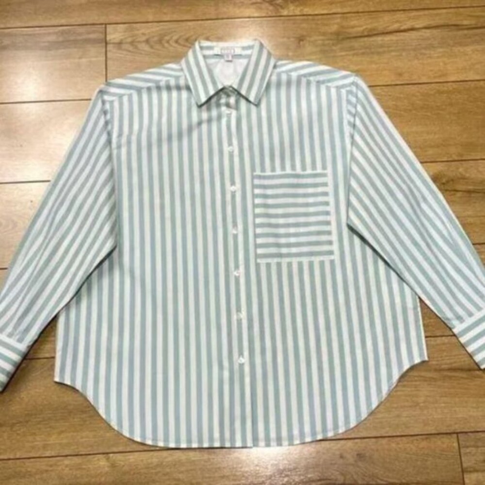 AYR Deep End Striped Shirt Olive Green XS-S Oversized EUC $165